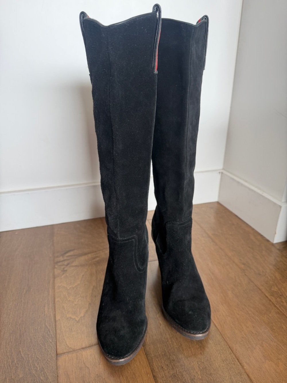 Black Suede Knee-High Boots